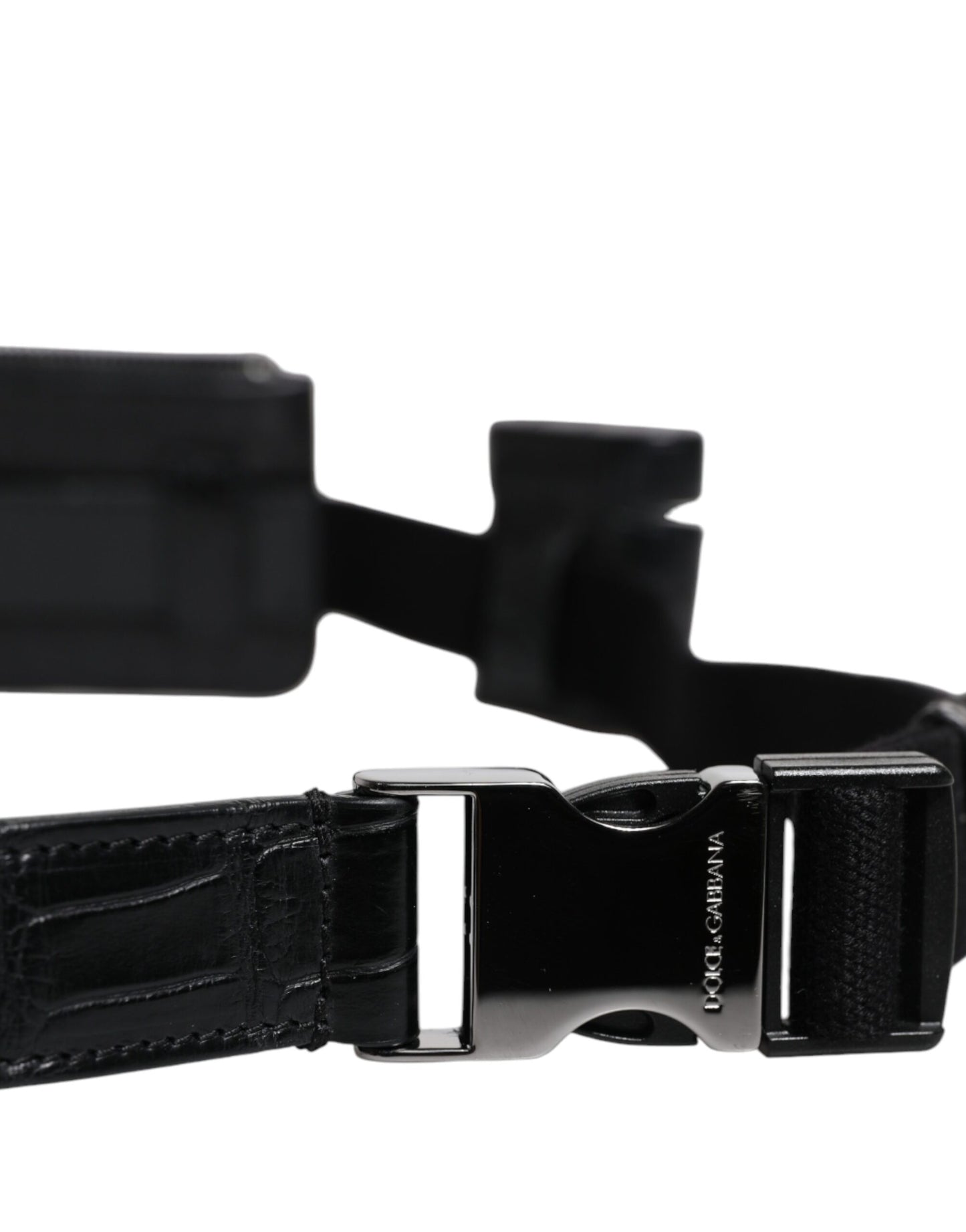 Dolce & Gabbana Schwarzes Alligatorleder Airpods Fall Münze Geldbeutel Brieftasche