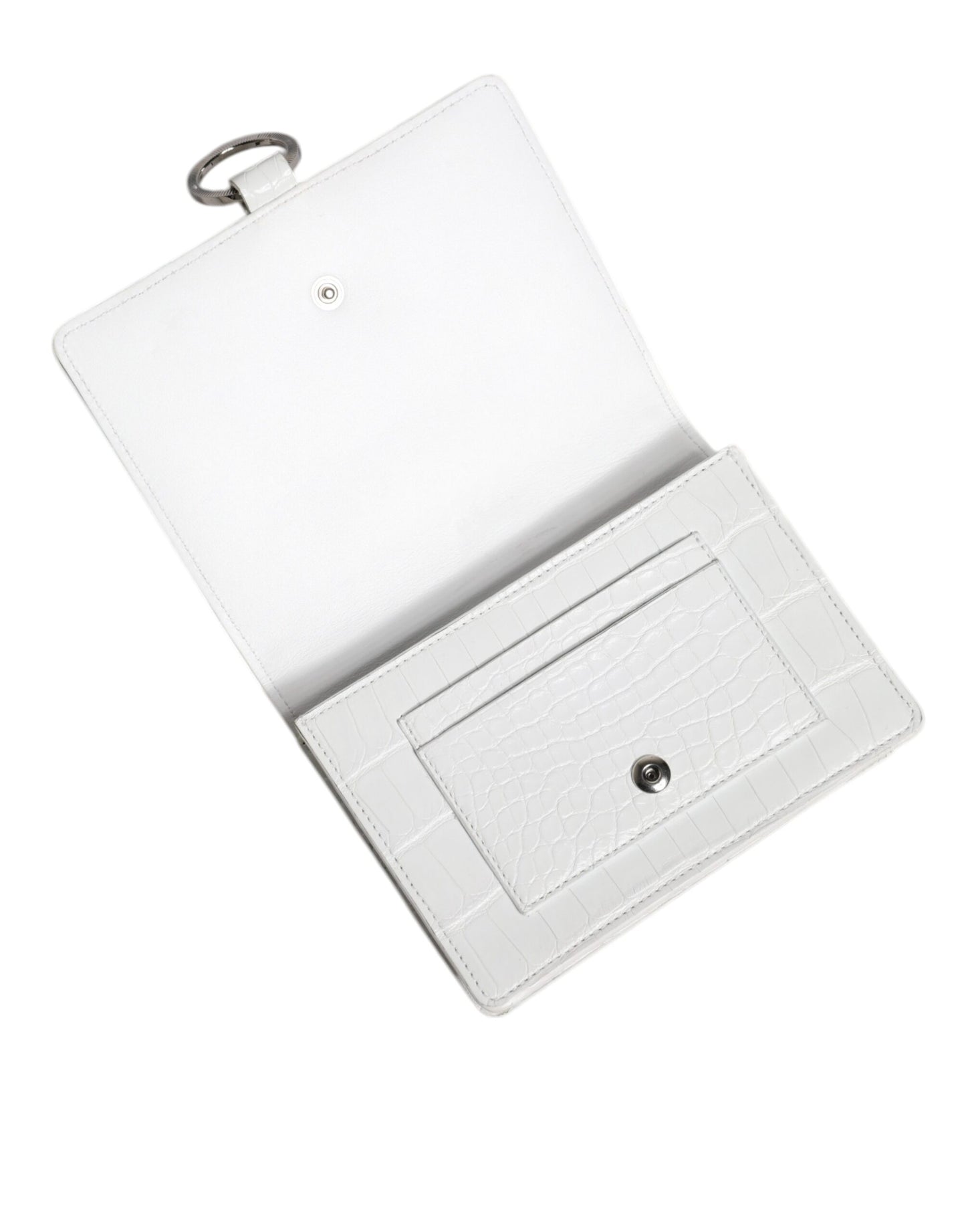 Dolce & Gabbana Weiß Blau Leder Bifold Crossbody Sling Geldbörse