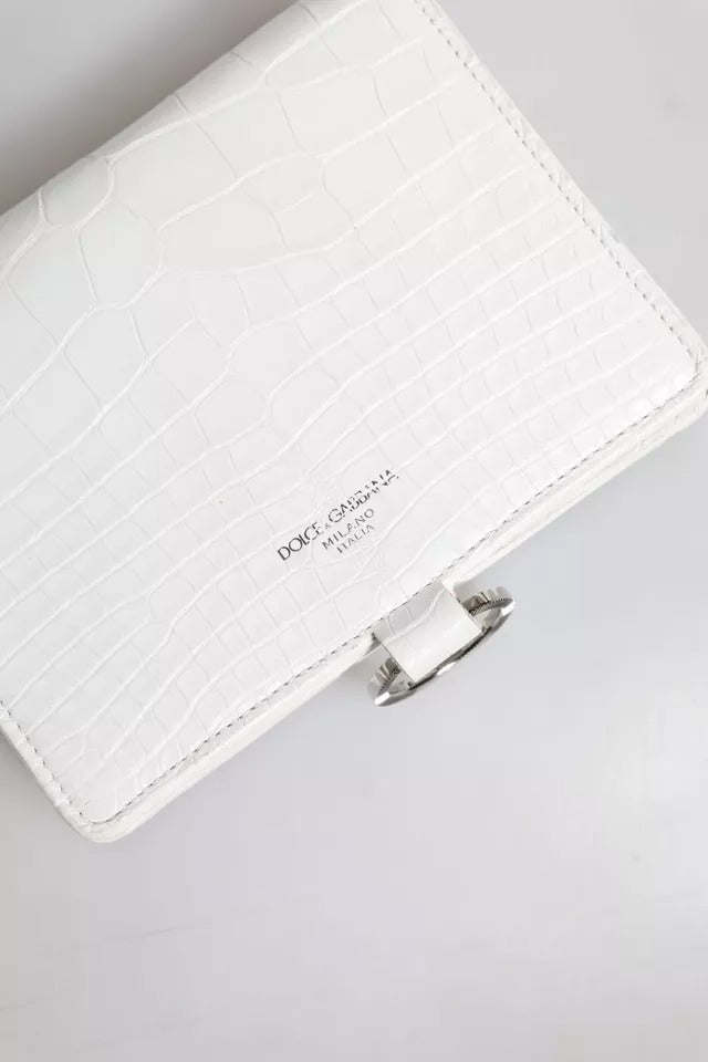 Dolce & Gabbana Weiß Blau Leder Bifold Crossbody Sling Geldbörse