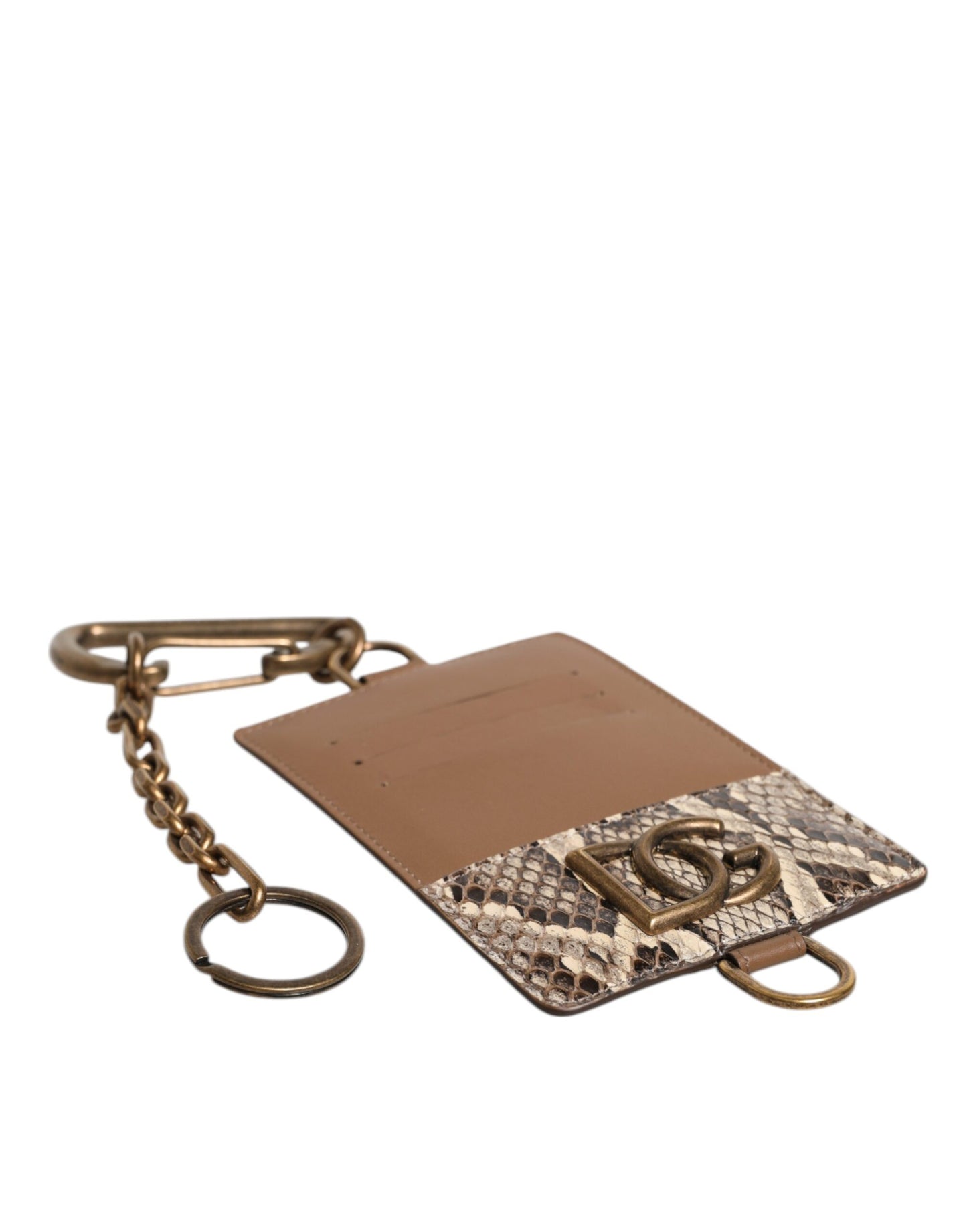 Dolce & Gabbana Braunes Exotenleder Kartenetui DG Logo Plaque Brieftasche