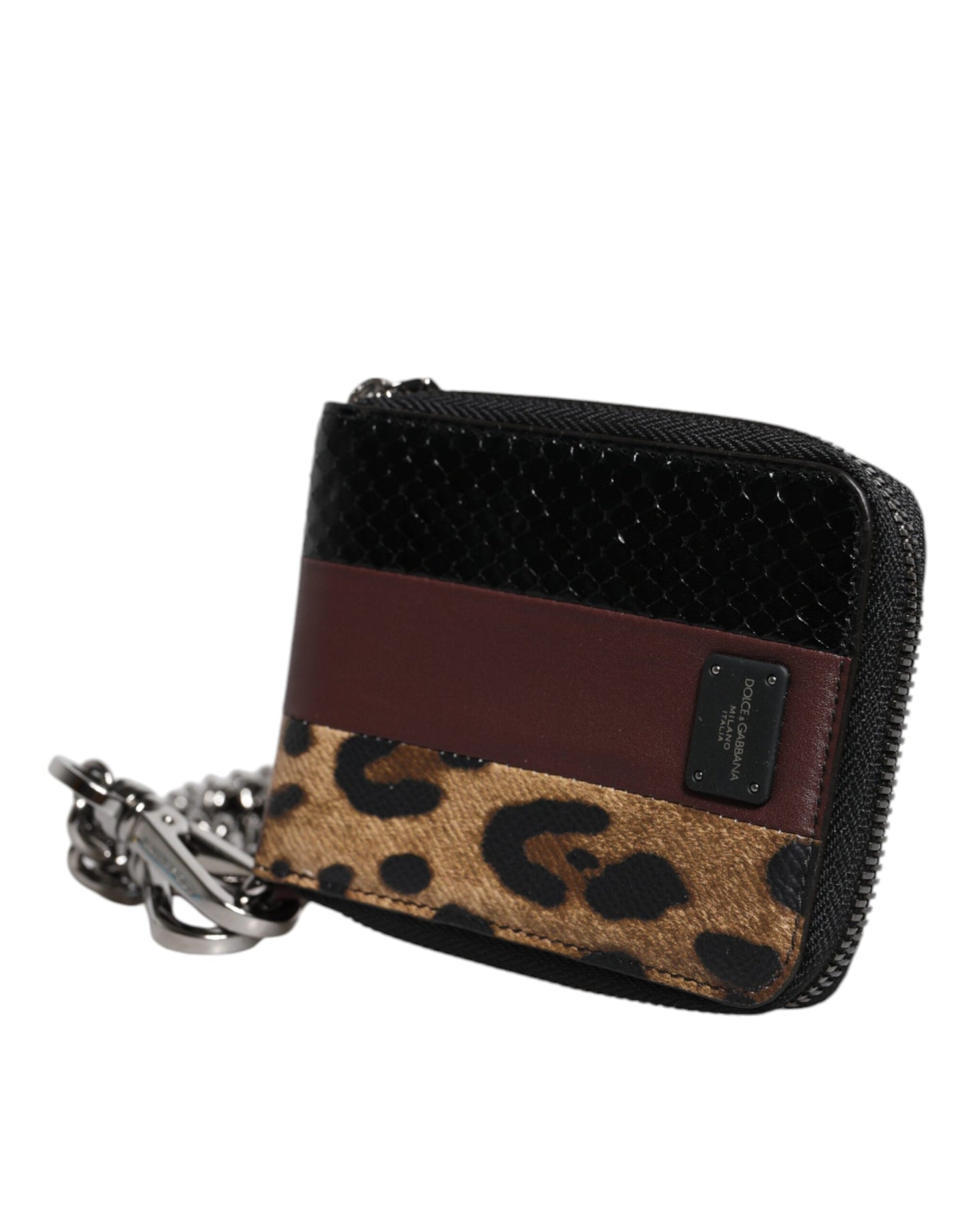 Dolce & Gabbana Multicolor Leopard Leder DG Bifold Card Holder Geldbörse