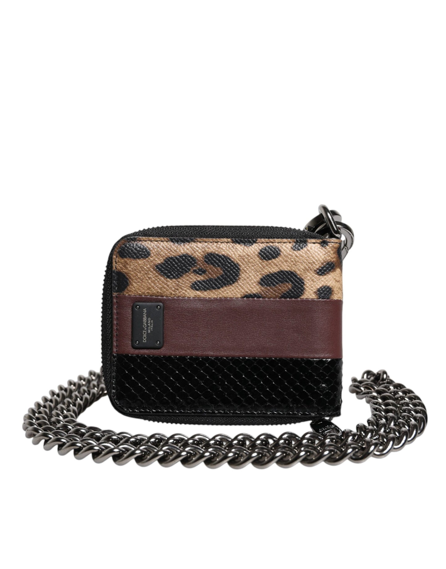 Dolce & Gabbana Multicolor Leopard Leder DG Bifold Card Holder Geldbörse