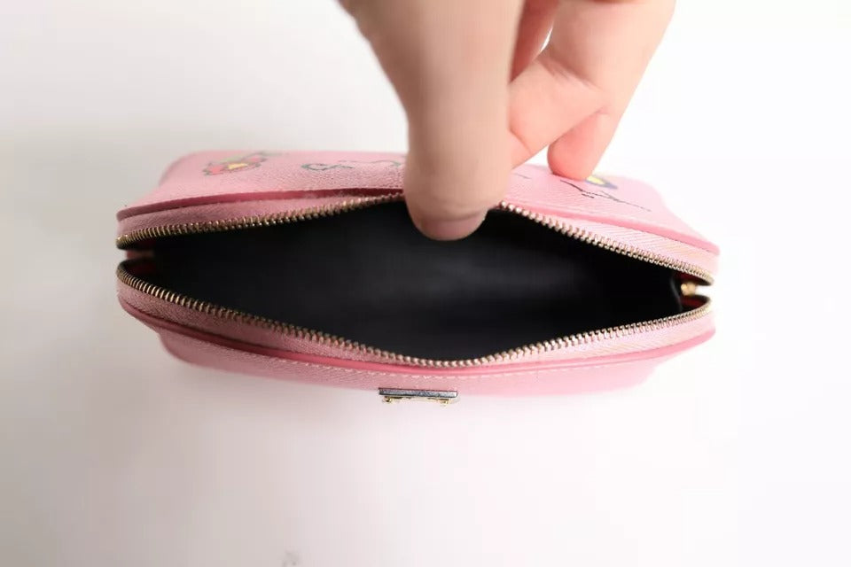 Dolce & Gabbana Rosa Leder DG Logo Zip um Hand Geldbeutel Brieftasche