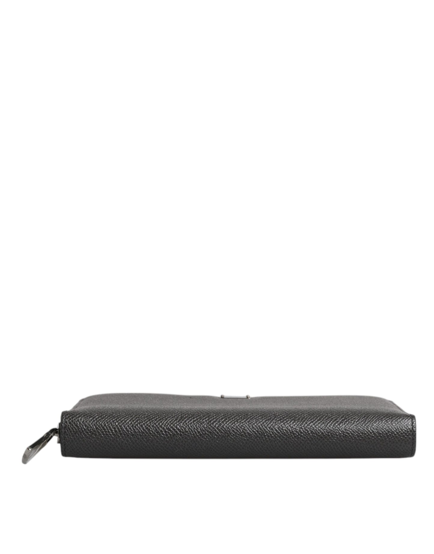 Dolce & Gabbana Dunkelgraues Leder DG Logo Zip Around Continental Geldbörse