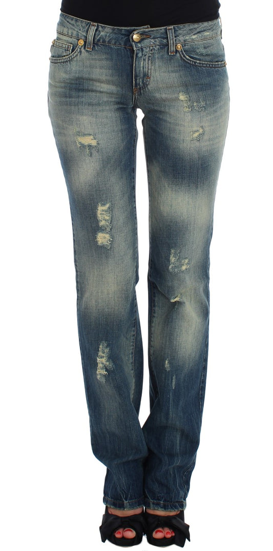 Cavalli Blaue Baumwolljeans mit niedriger Taille