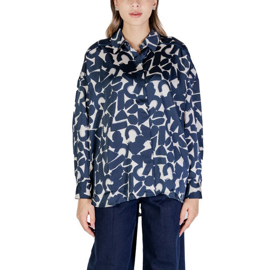 ICHI Blaues Polyester-Hemd