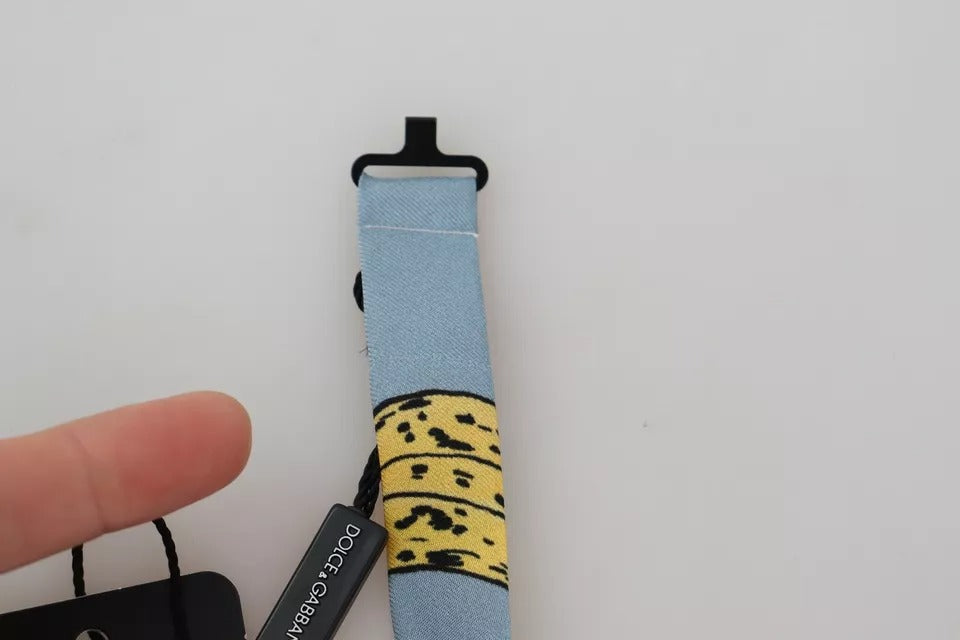 Dolce & Gabbana Hellblaue Seidenfliege mit Bananendruck für Männer