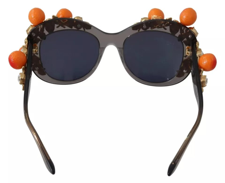 Dolce & Gabbana DG4283B Sonnenbrille aus Acetat mit orangefarbenen Kristallen und Applikationen