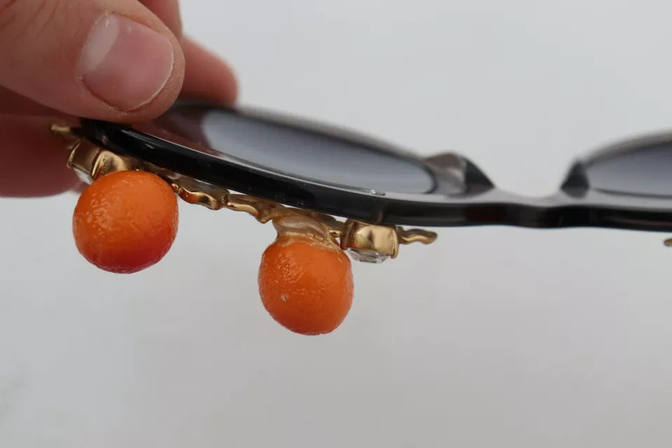 Dolce & Gabbana DG4283B Sonnenbrille aus Acetat mit orangefarbenen Kristallen und Applikationen