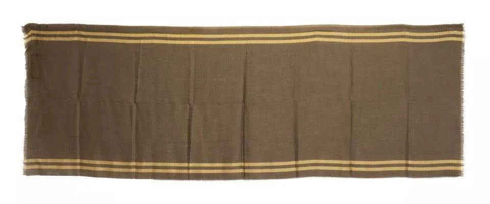 Dolce & Gabbana Grün gestreifter Kaschmir-Wickel-Fransenschal