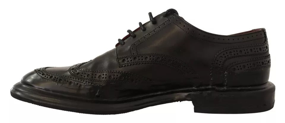 Dolce & Gabbana Schwarze perforierte Leder Schnürschuhe Derby