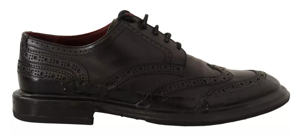 Dolce & Gabbana Schwarze perforierte Leder Schnürschuhe Derby