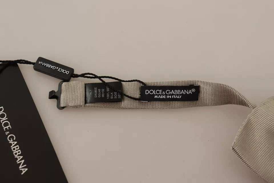 Dolce & Gabbana Silbergraue 100% Seide Verstellbare Halsfliege