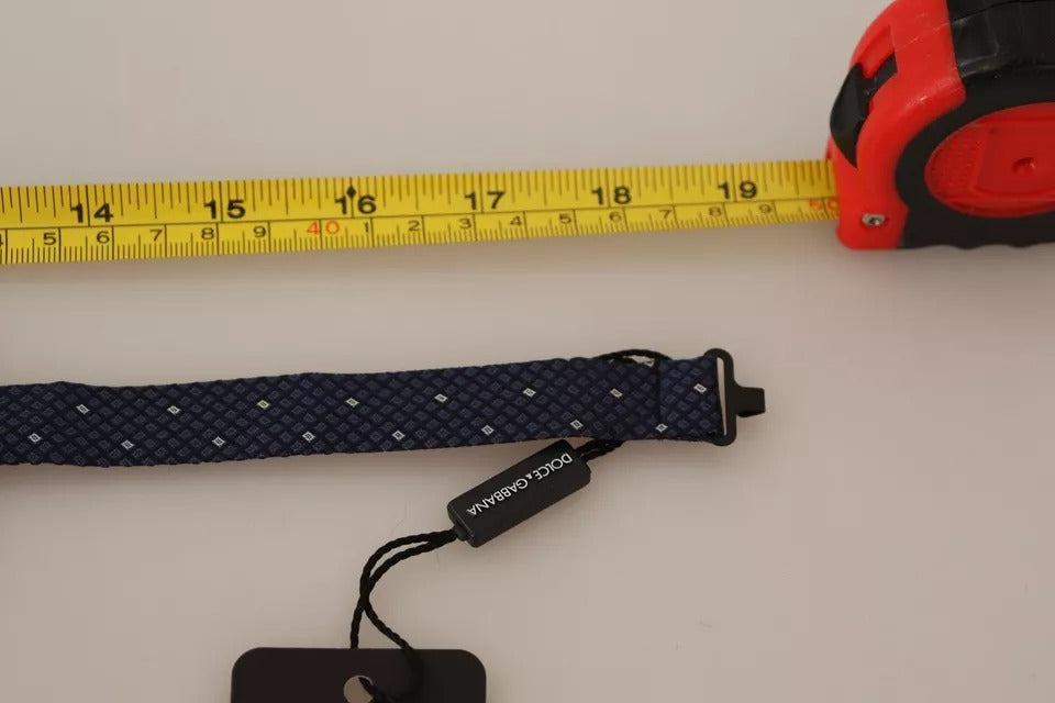 Dolce & Gabbana Blau gemusterte Seidenfliege mit verstellbarem Halsband Männer