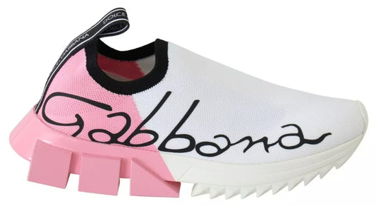 Dolce & Gabbana Rosa Weiß Logo Sorrento Turnschuhe Schuhe