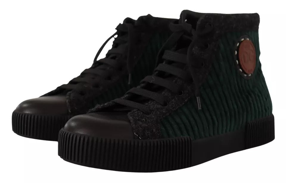 Dolce & Gabbana Grüne Cord High Tops Sneakers Herren Freizeitschuhe