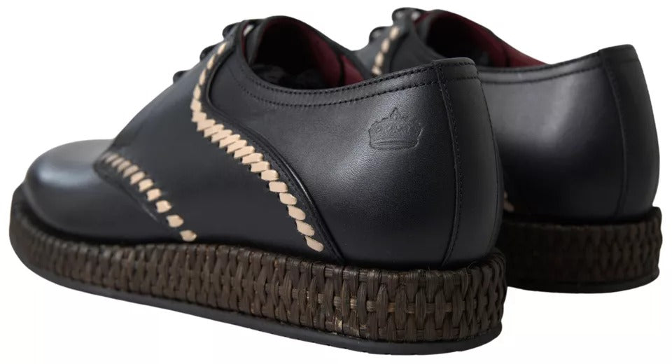 Dolce & Gabbana Schwarz Leder Beige Derby Dress Schuhe