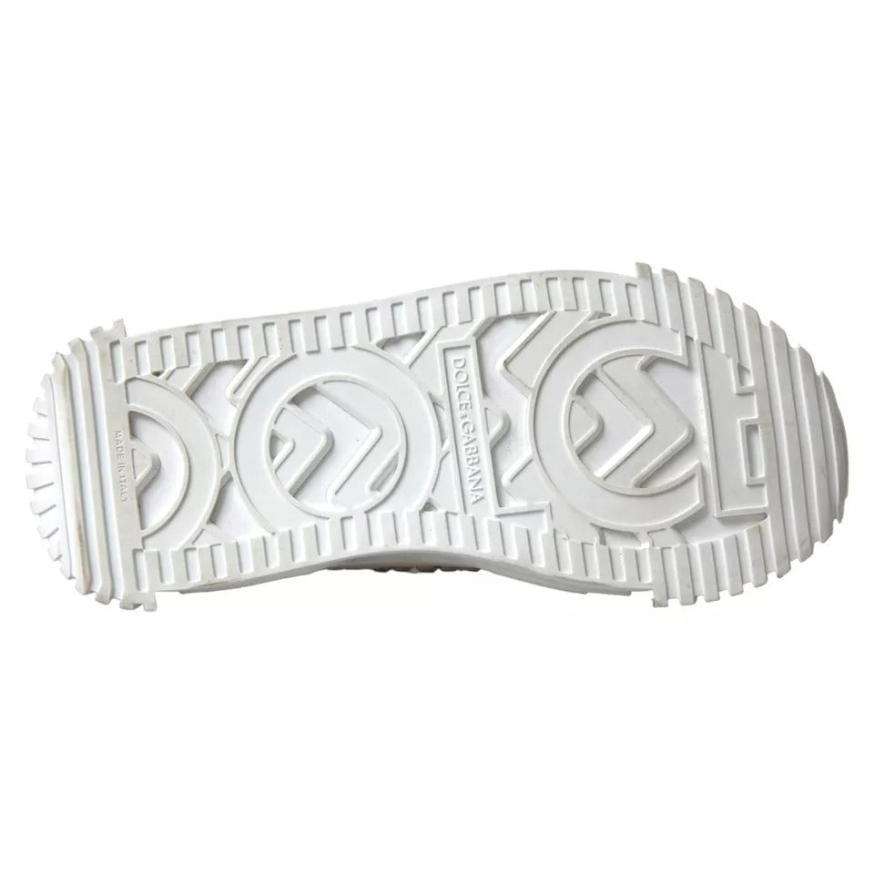 Dolce & Gabbana Weiß NS1 Canvas Leder verschönert Turnschuhe Schuhe