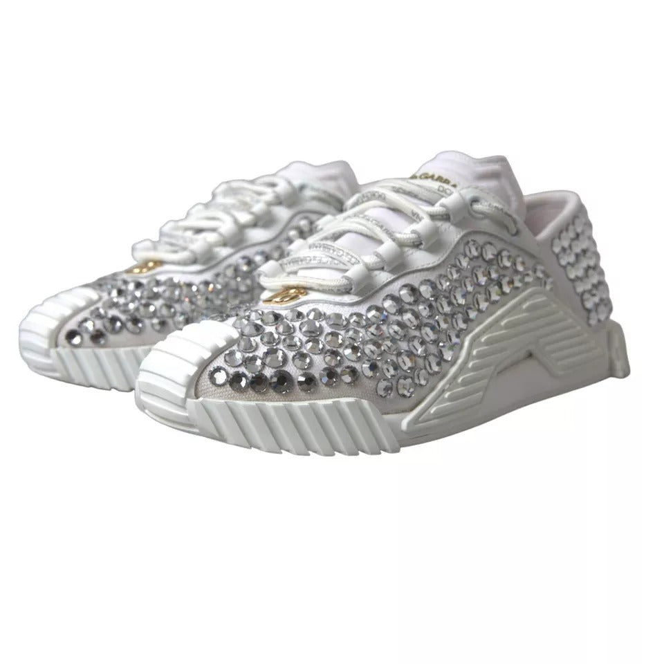 Dolce & Gabbana Weiß NS1 Canvas Leder verschönert Turnschuhe Schuhe