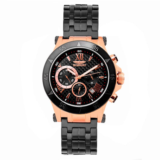 Bobroff Schwarze Uhr aus Edelstahl