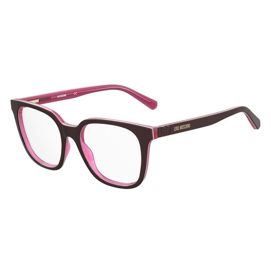 Love Moschino Burgunderfarbene Brillengestelle aus Acetat