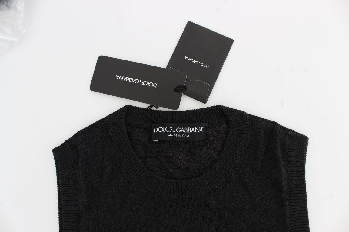 Dolce & Gabbana Schwarze ärmellose Weste mit Rundhalsausschnitt Pullover