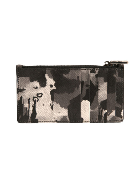 Dolce & Gabbana Multicolor Camouflage Logo Plaque Münze Geldbörse Brieftasche