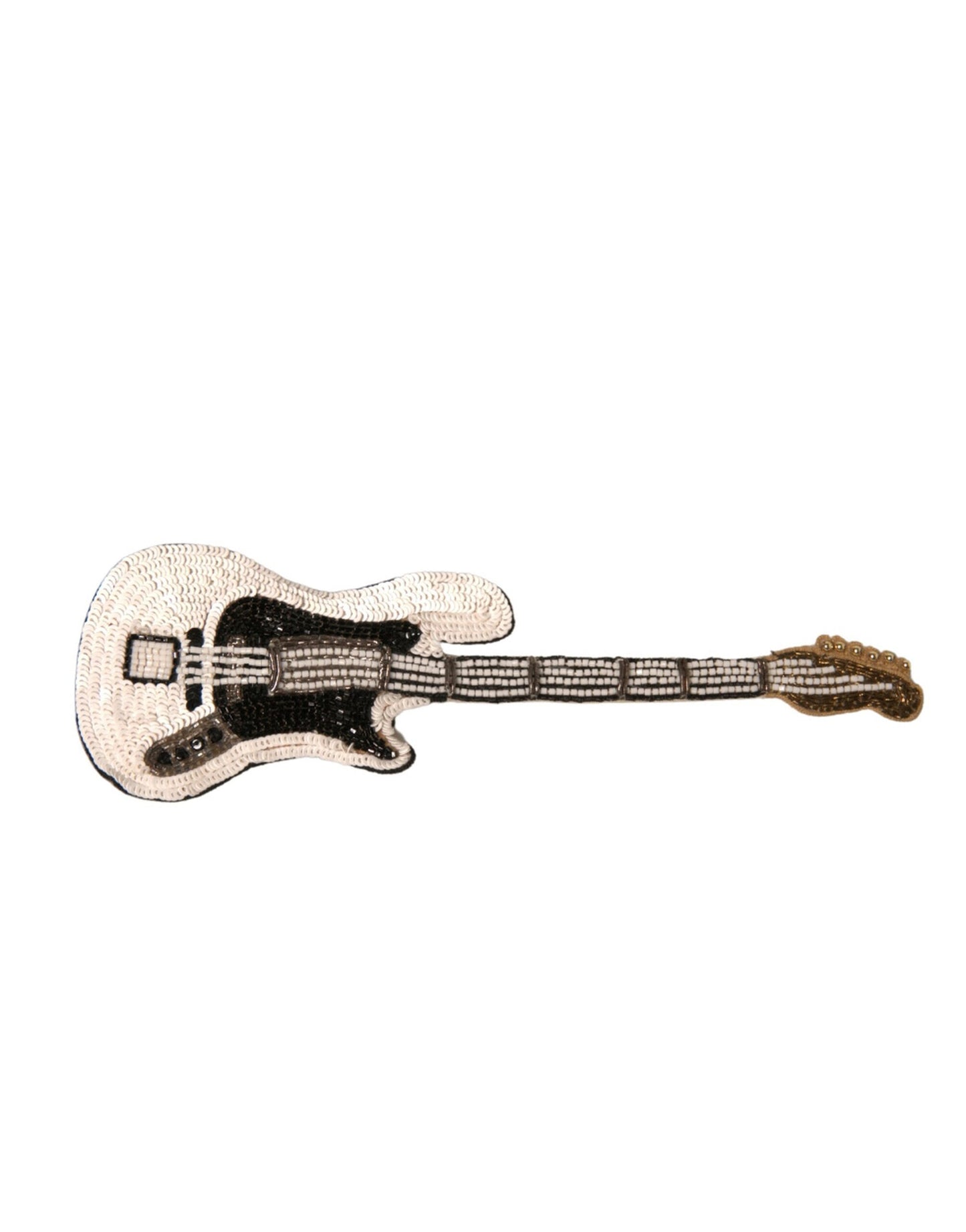 Dolce & Gabbana Gold Messing Perlen Gitarre Pin Brosche