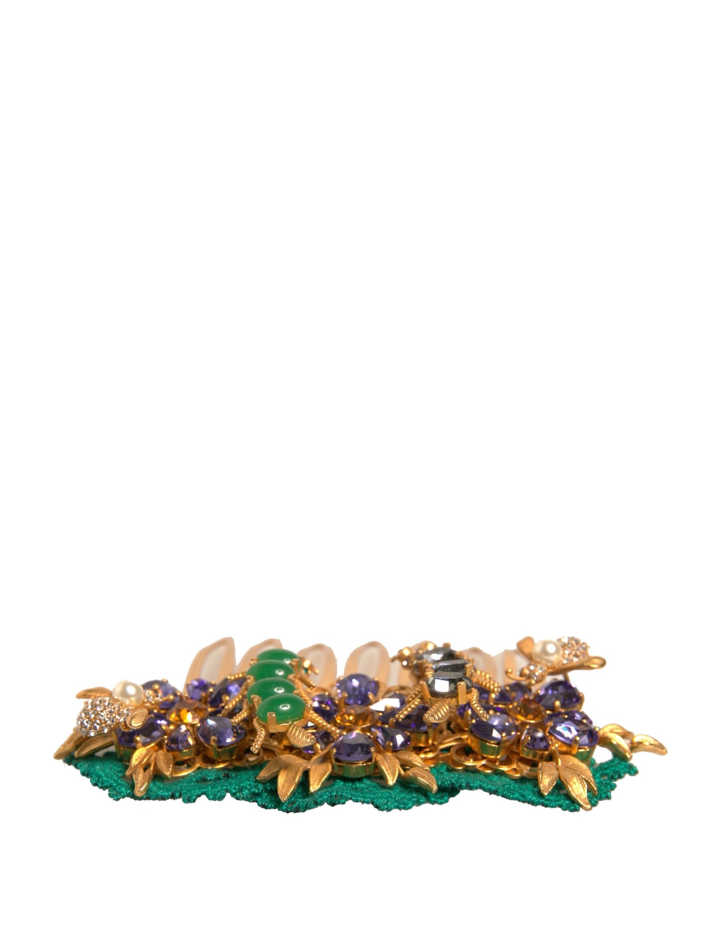 Dolce & Gabbana Gold-Messing-Kristalle Haar Stick Kamm