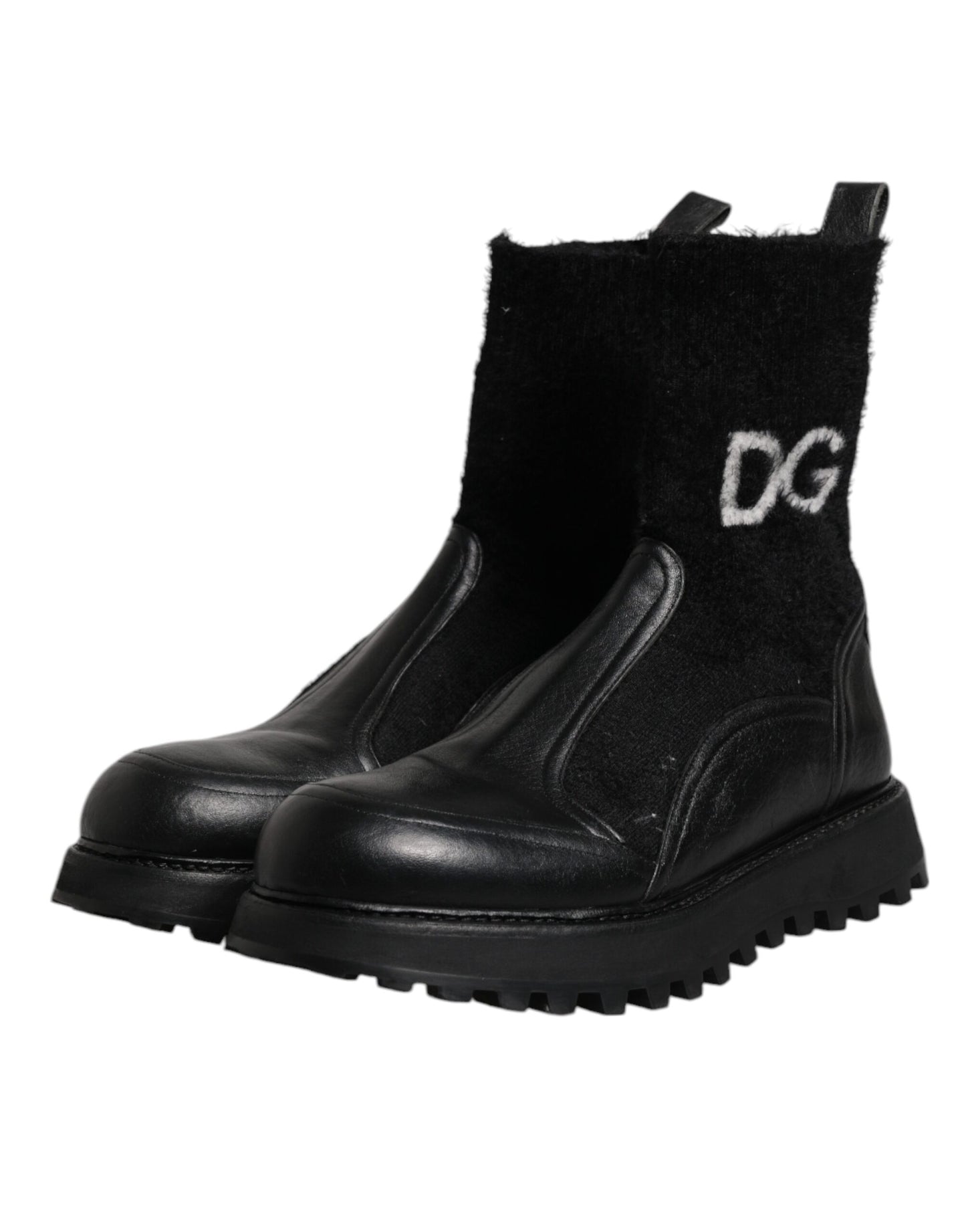 Dolce & Gabbana Schwarz DG Logo Horse Sock Ankle Boots Schuhe