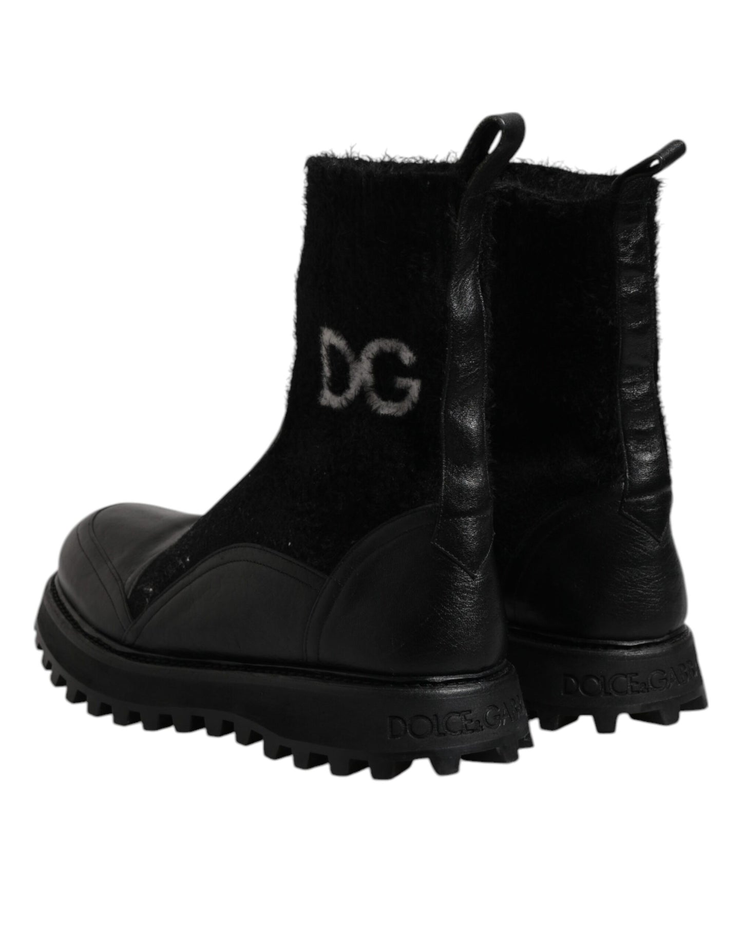 Dolce & Gabbana Schwarz DG Logo Horse Sock Ankle Boots Schuhe