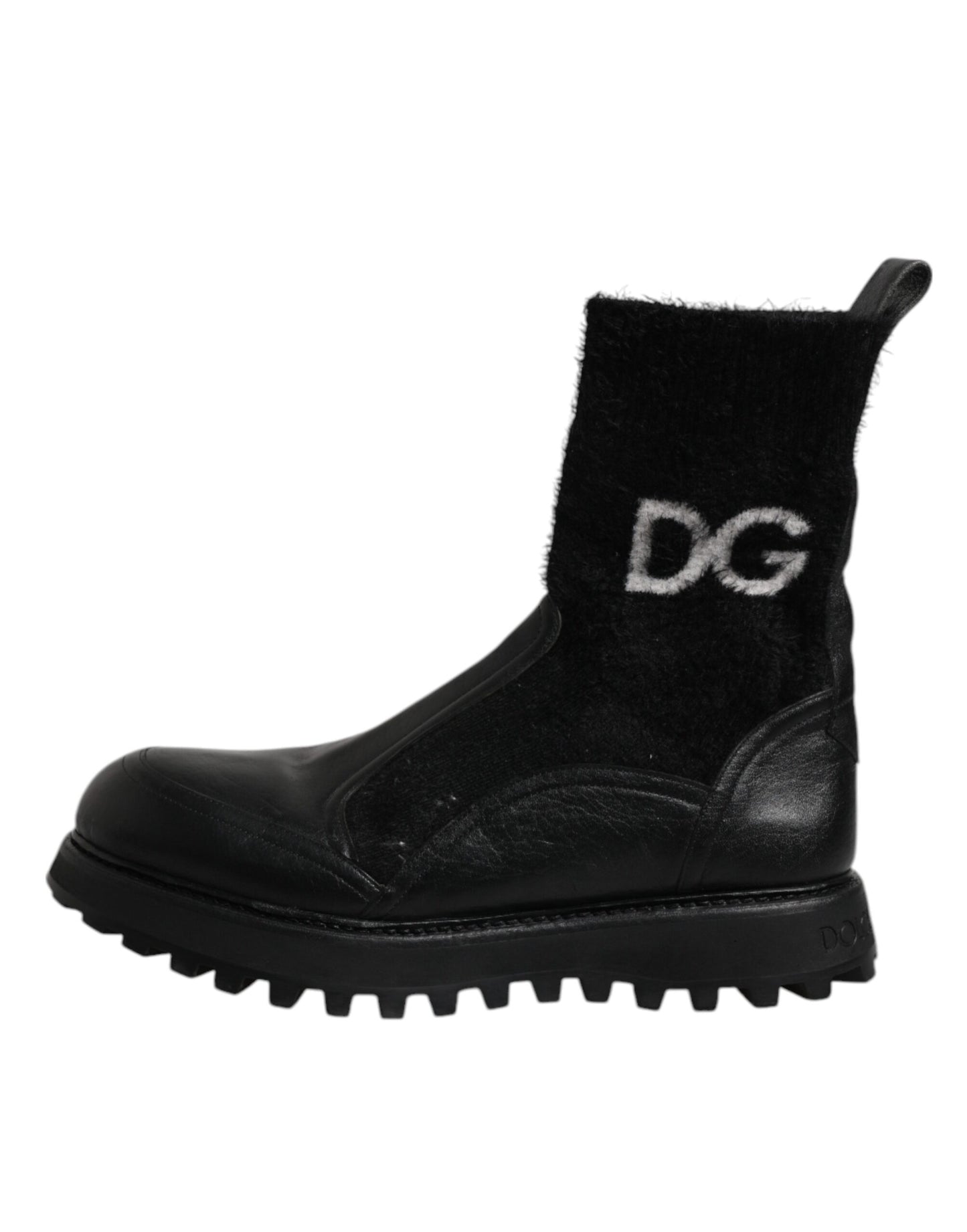 Dolce & Gabbana Schwarz DG Logo Horse Sock Ankle Boots Schuhe