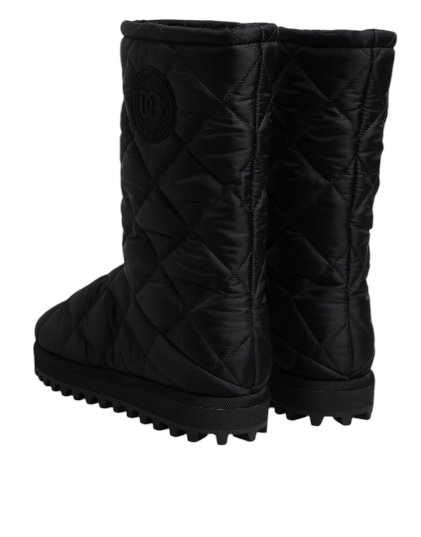 Dolce & Gabbana Schwarze Polyester gepolsterte Mid Calf Stiefel Winterschuhe