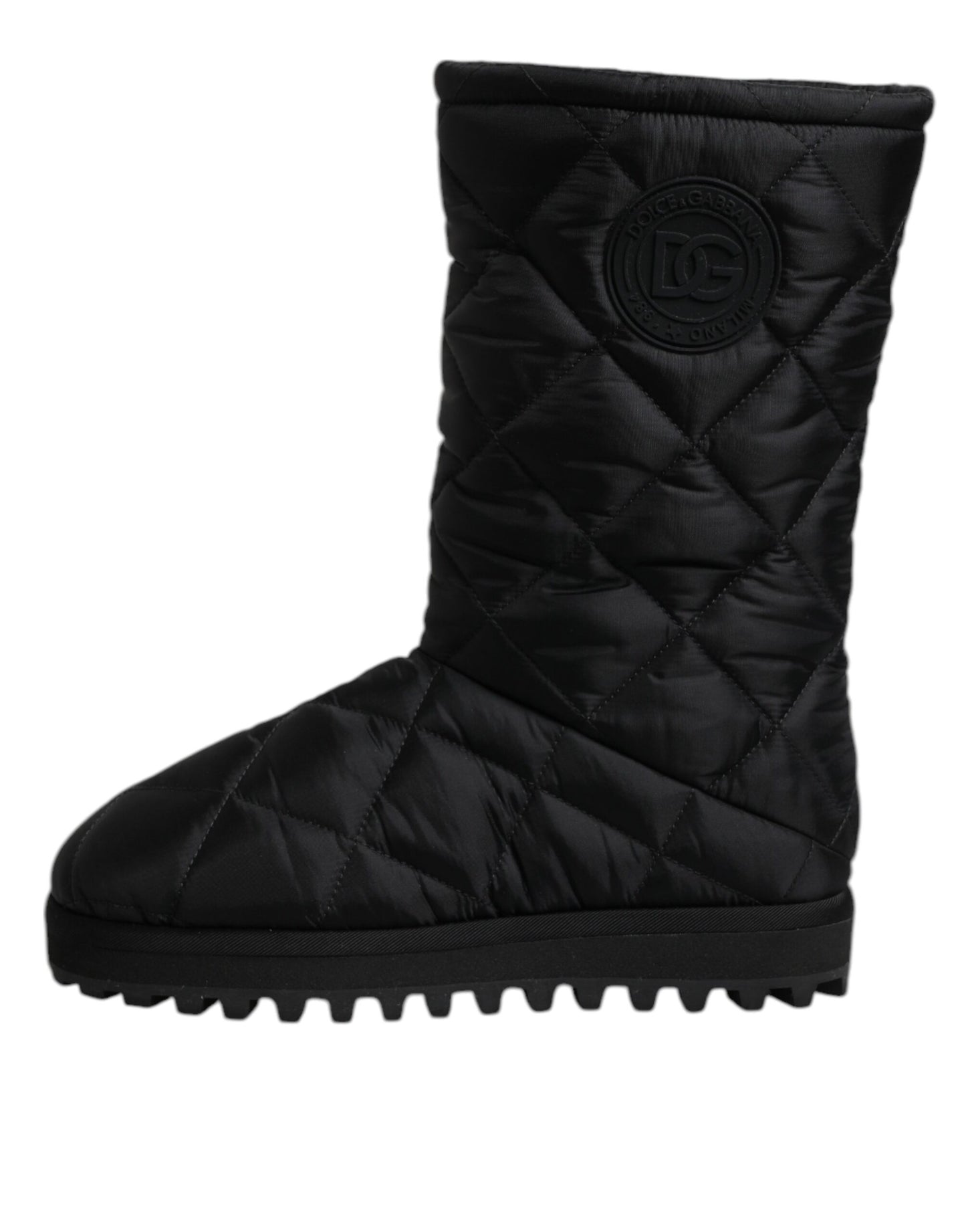 Dolce & Gabbana Schwarze Polyester gepolsterte Mid Calf Stiefel Winterschuhe