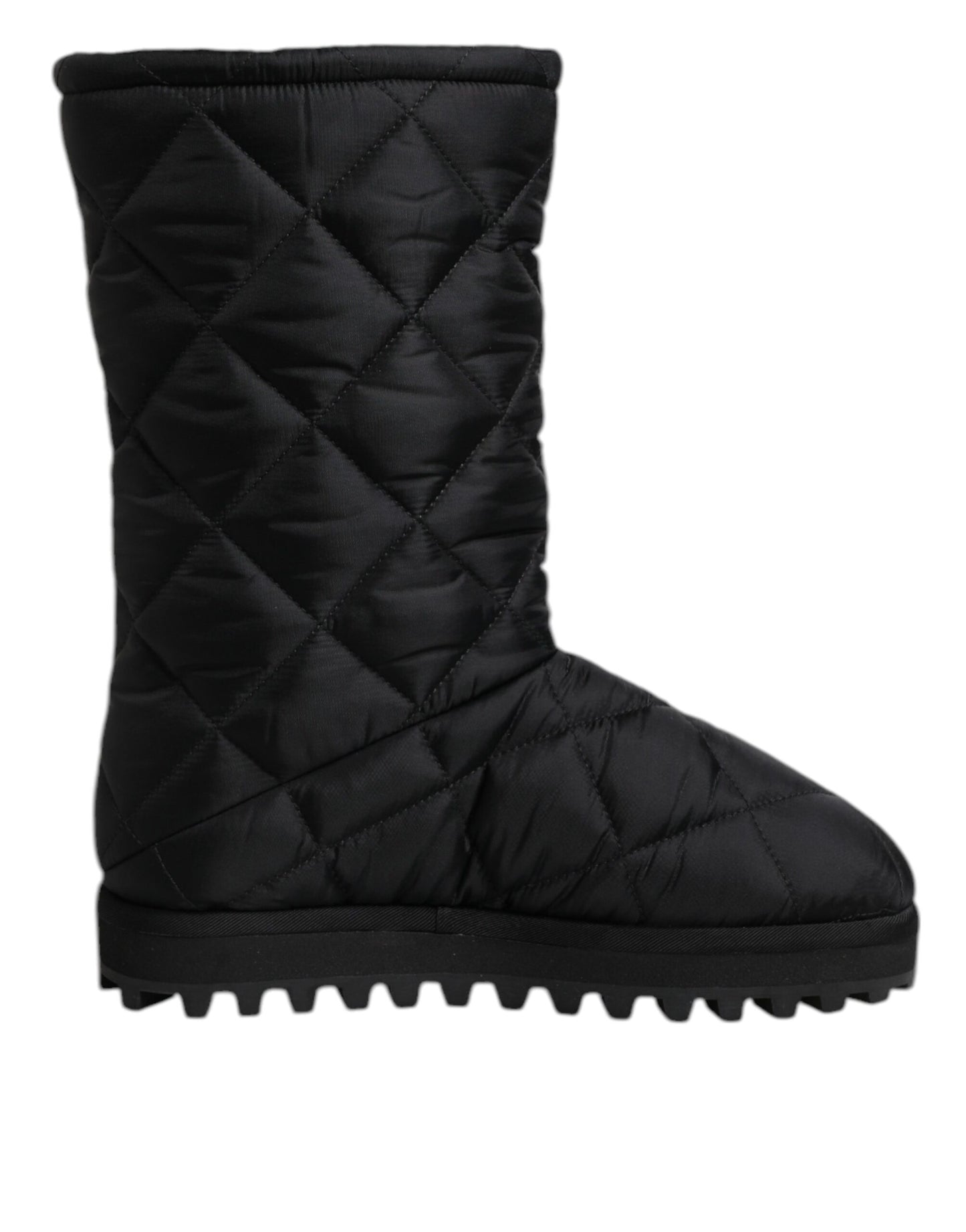 Dolce & Gabbana Schwarze Polyester gepolsterte Mid Calf Stiefel Winterschuhe