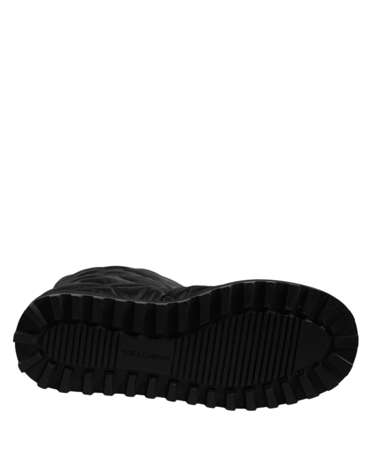 Dolce & Gabbana Schwarze Polyester gepolsterte Mid Calf Stiefel Winterschuhe