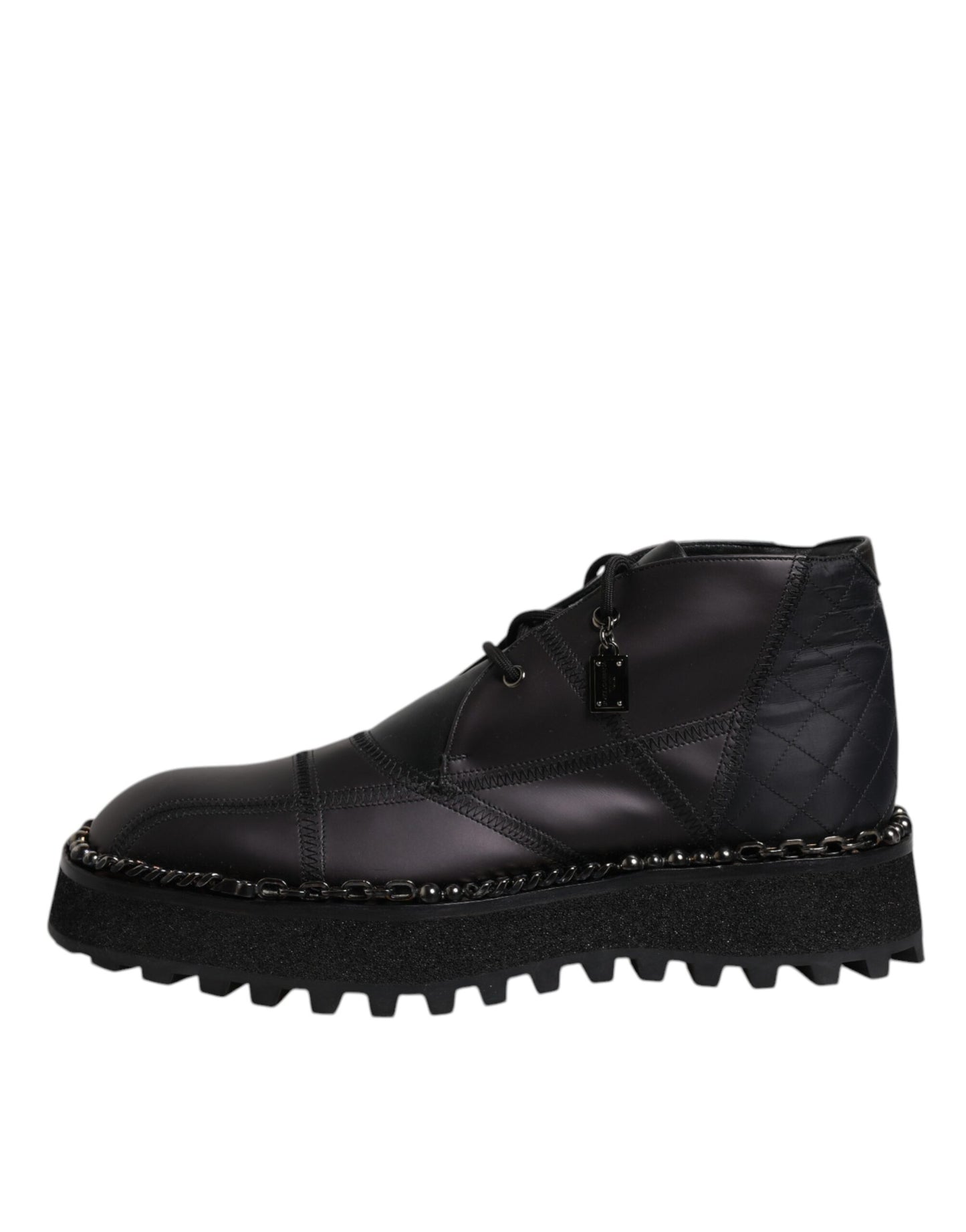 Dolce & Gabbana Schwarze Leder Schnürstiefeletten Schuhe