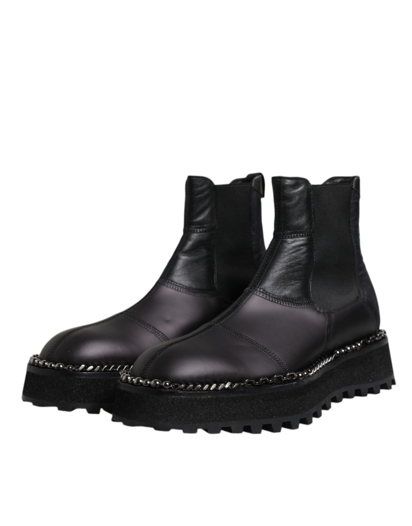 Dolce & Gabbana Schwarze Chelsea Boots Leder Schlupfschuhe