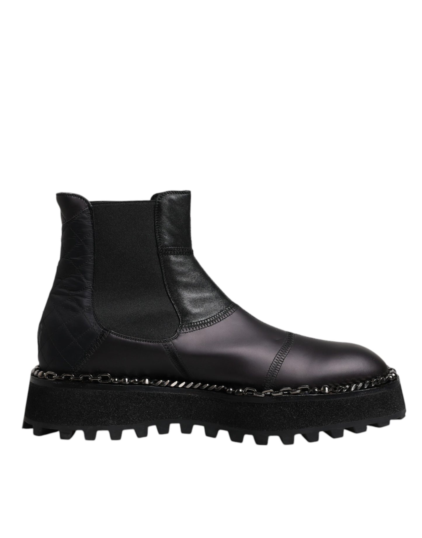 Dolce & Gabbana Schwarze Chelsea Boots Leder Schlupfschuhe