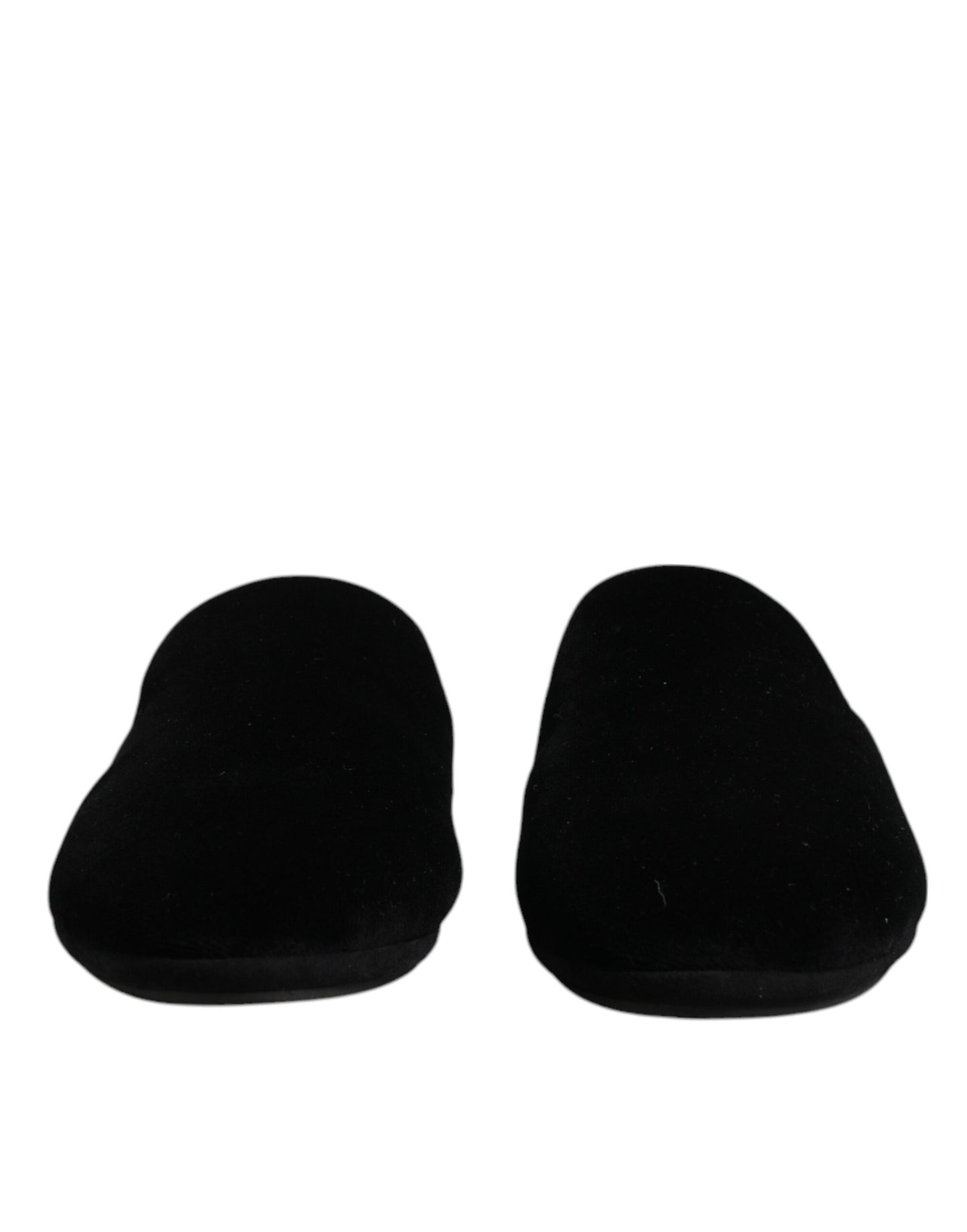 Dolce & Gabbana Schwarze Viskose Samt Pantoffeln Flache Slipper Schuhe