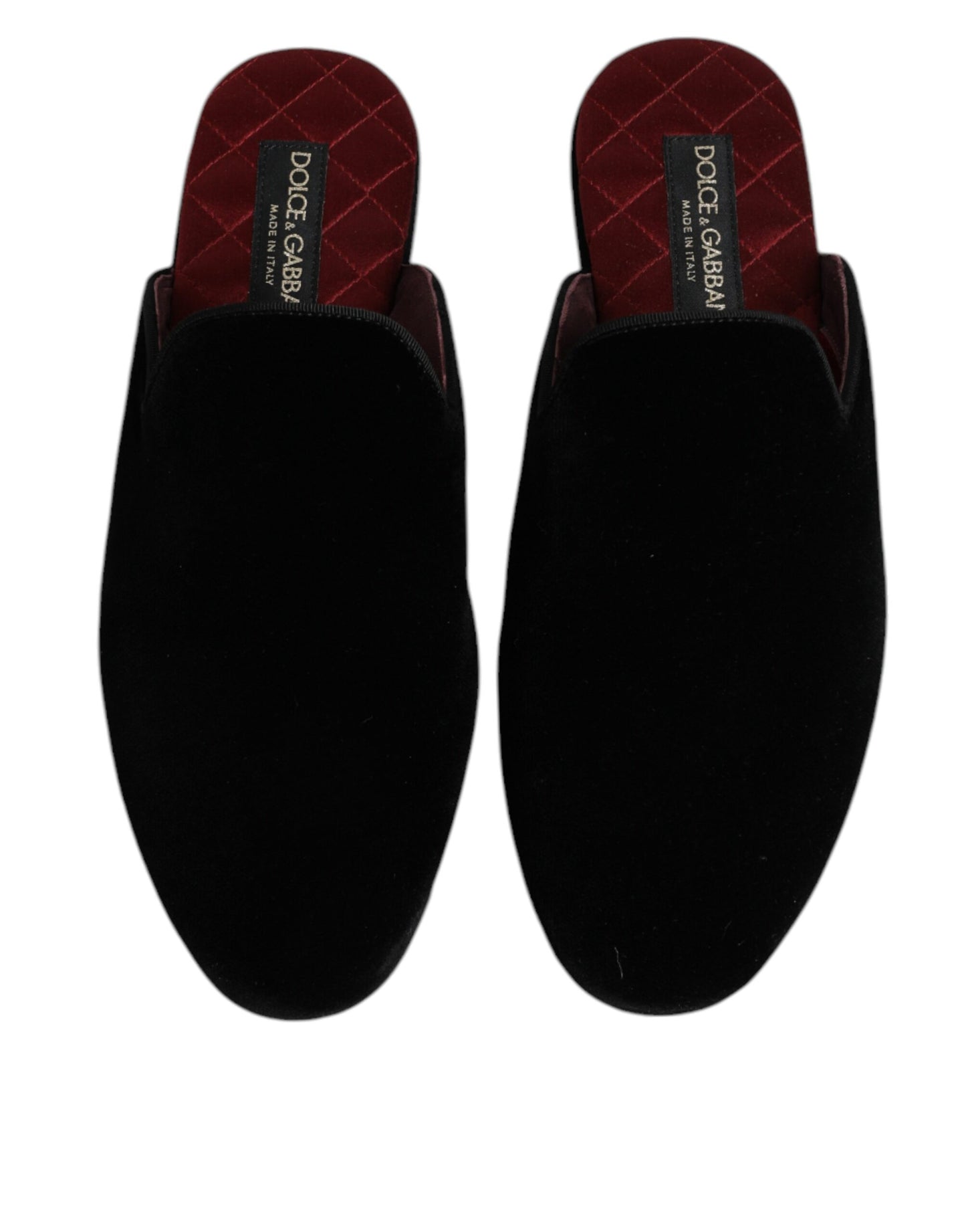 Dolce & Gabbana Schwarze Viskose Samt Pantoffeln Flache Slipper Schuhe