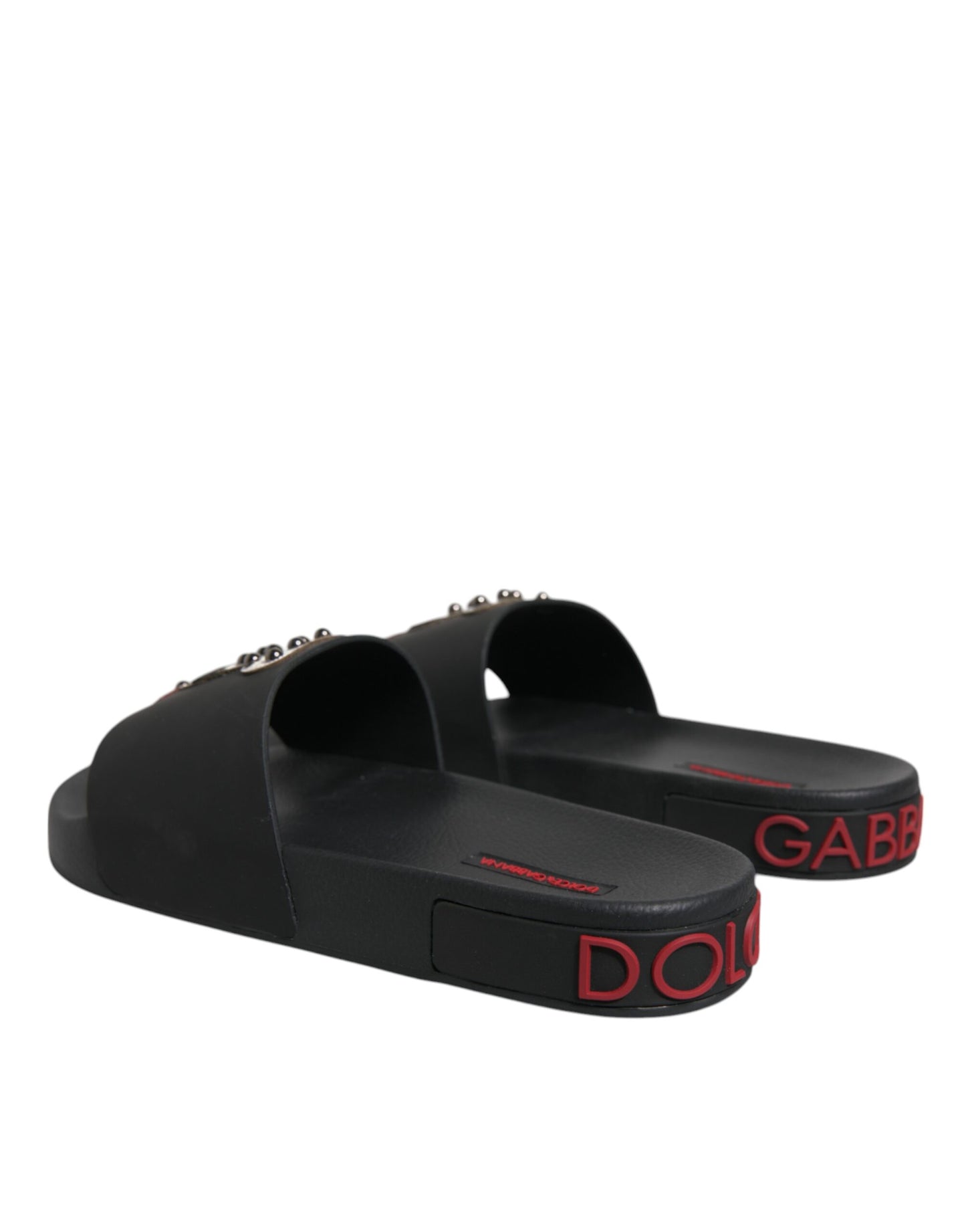 Dolce & Gabbana Schwarze Leder Pantoletten Sandalen Beachwear Schuhe