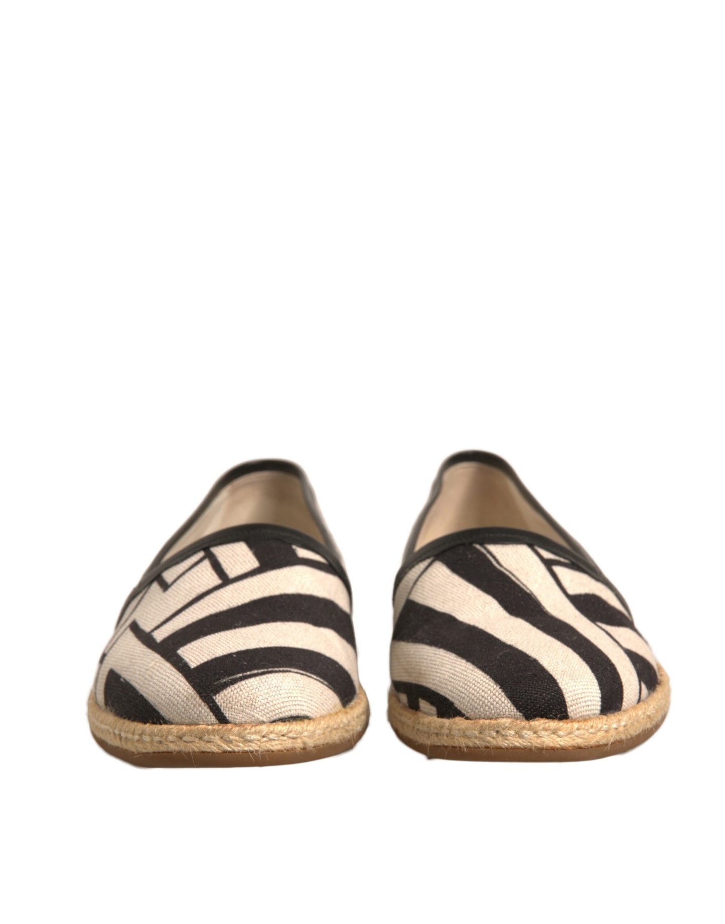 Dolce & Gabbana Schwarz Weiß Streifen Slip On Espadrille Schuhe