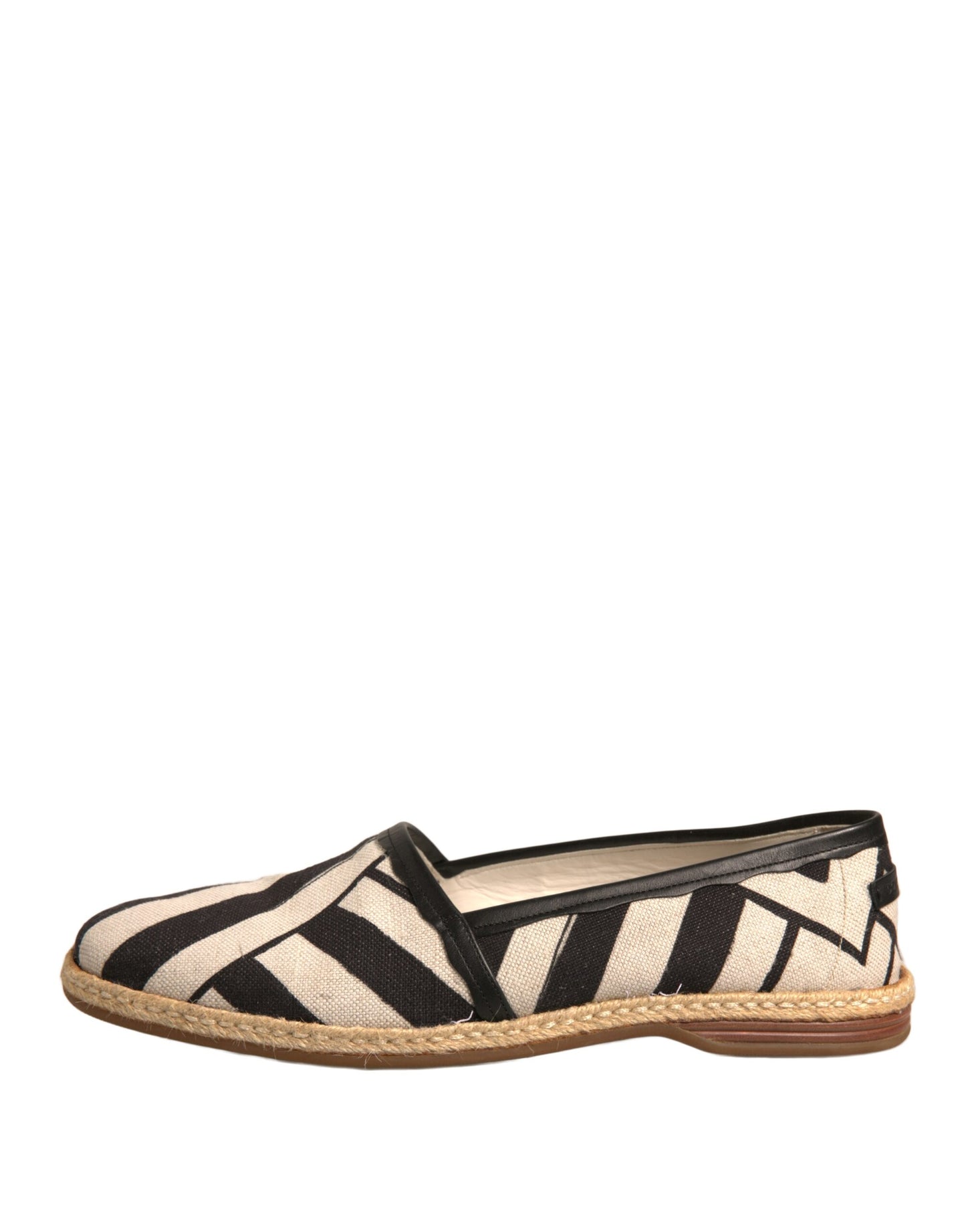 Dolce & Gabbana Schwarz Weiß Streifen Slip On Espadrille Schuhe
