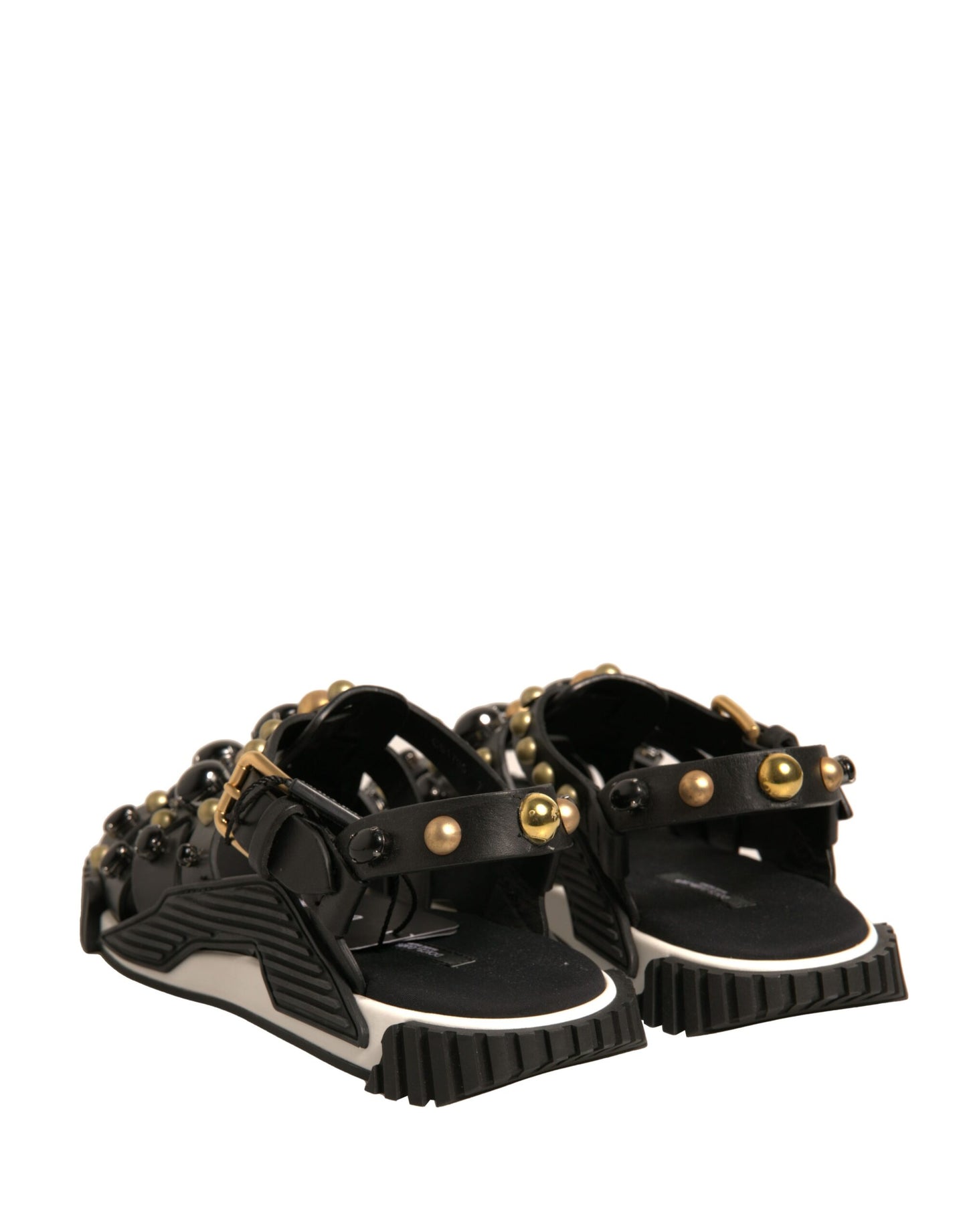 Dolce & Gabbana Schwarze Leder Nieten-Sandalen Schuhe