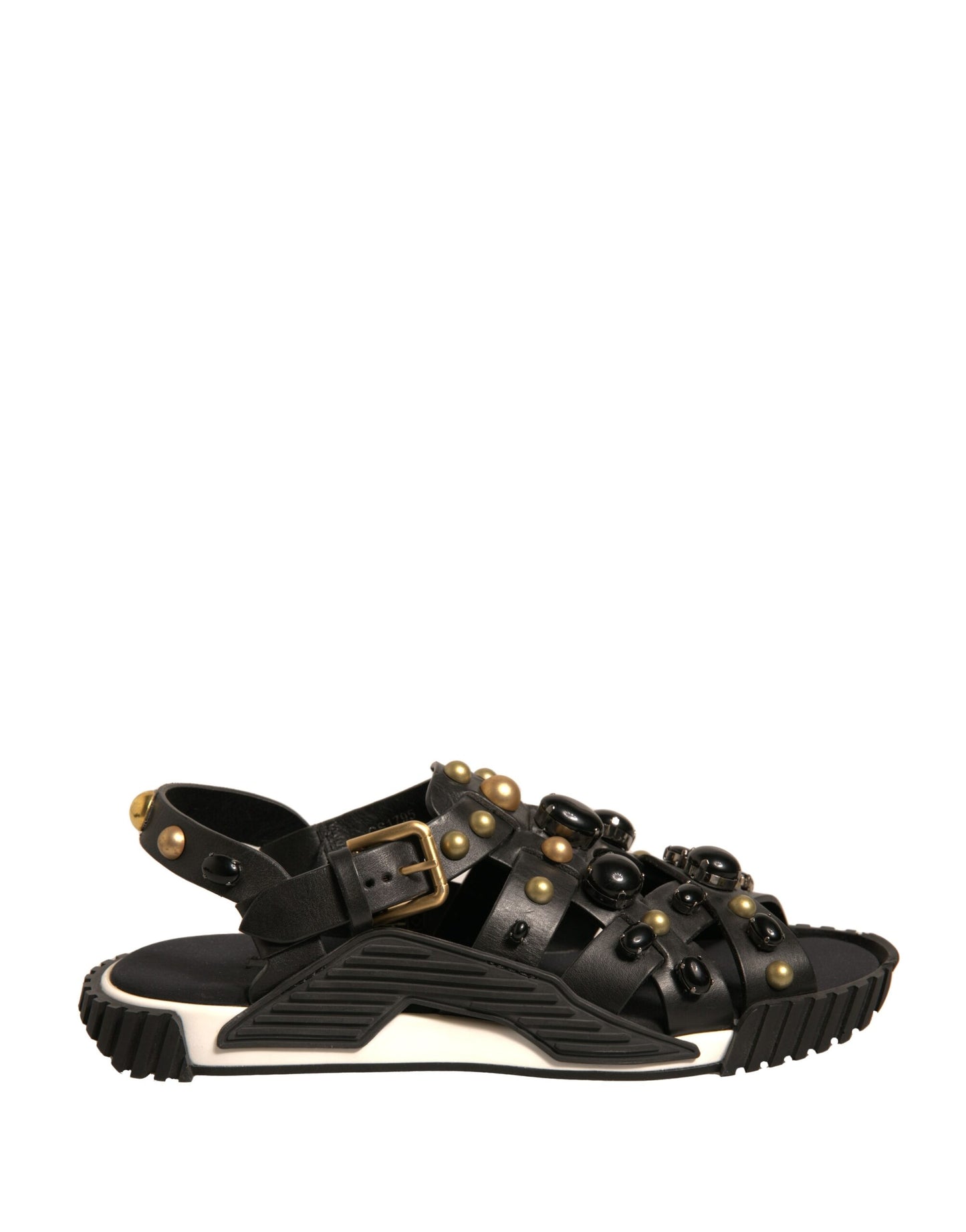 Dolce & Gabbana Schwarze Leder Nieten-Sandalen Schuhe