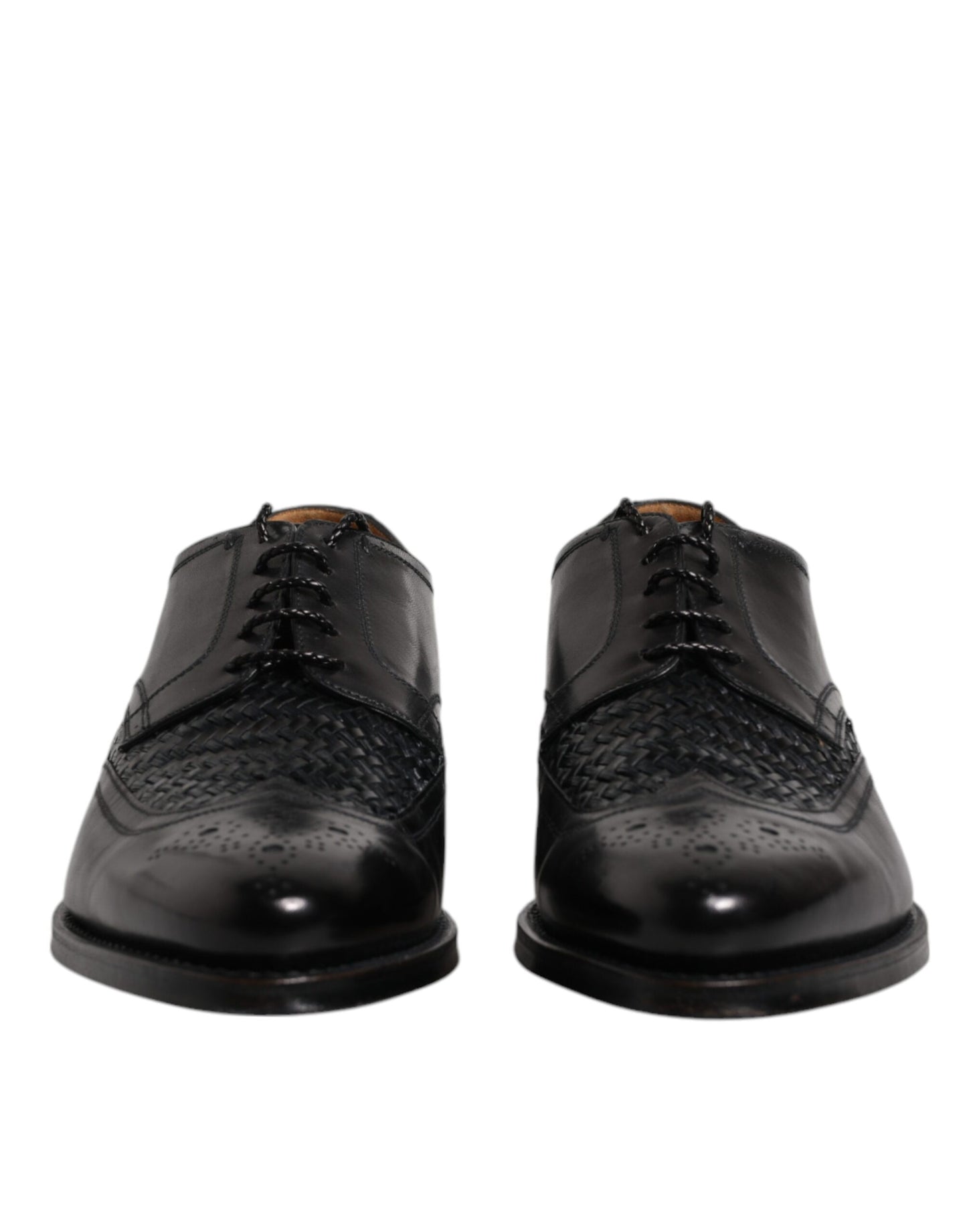 Dolce & Gabbana Schwarze Leder Derby Wingtip Lace Up Formal Dress Schuhe