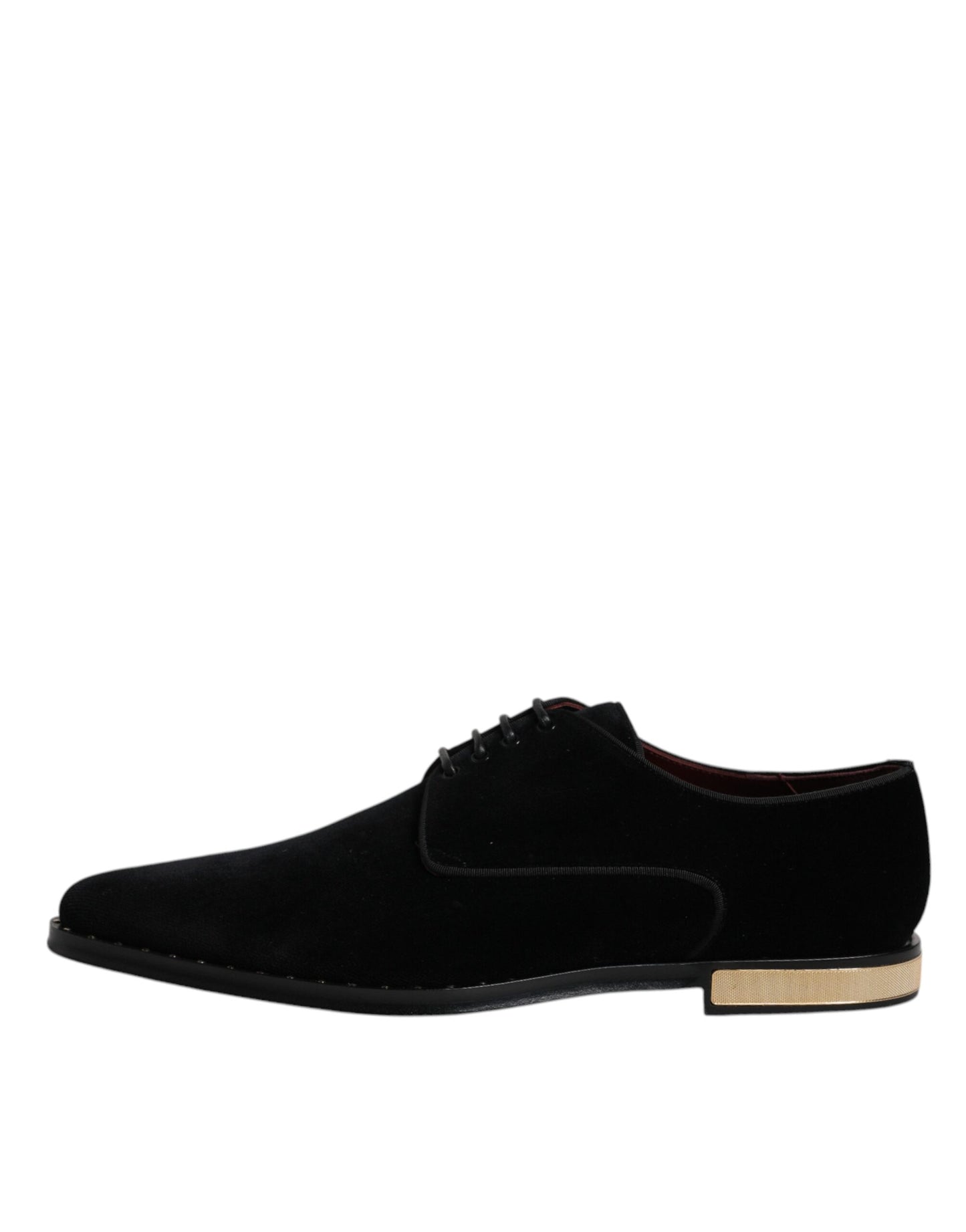 Dolce & Gabbana Schwarze Samt-Baumwoll-Spitzen-Derby-Schuhe