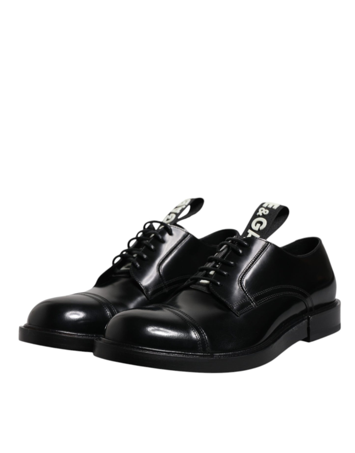 Dolce & Gabbana Schwarze Lackleder Derby Schnürschuhe Formal Dress Schuhe