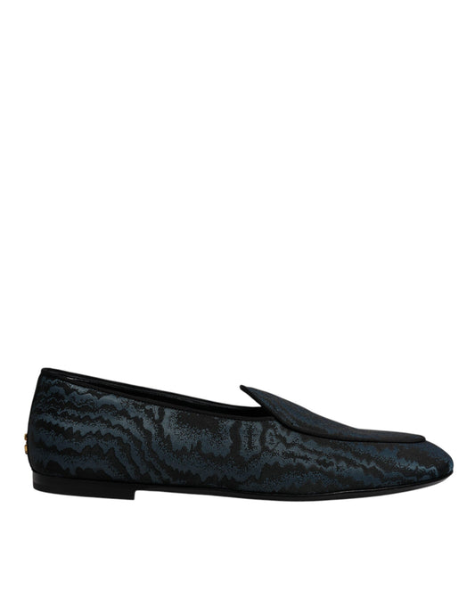 Dolce & Gabbana Blau Schwarz Flats Männer Loafers Kleid Schuhe